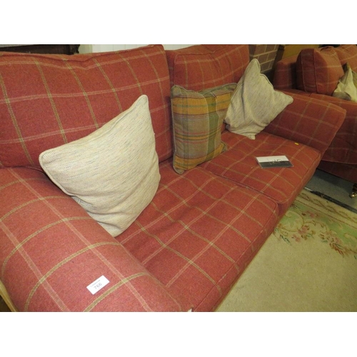 766 - A PAIR OF DURESTA RED CHECKED SOFAS