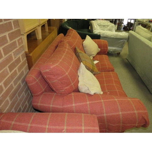 766 - A PAIR OF DURESTA RED CHECKED SOFAS