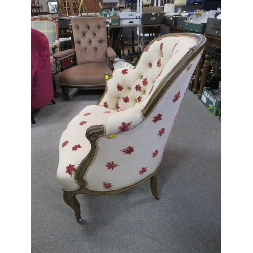 771 - A FRENCH STYLE UPHOLSTERED ARMCHAIR