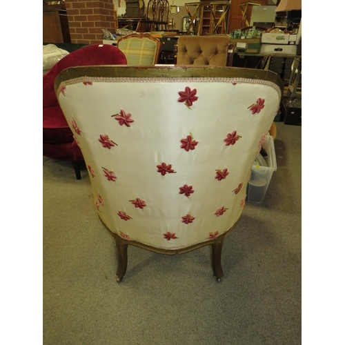 771 - A FRENCH STYLE UPHOLSTERED ARMCHAIR