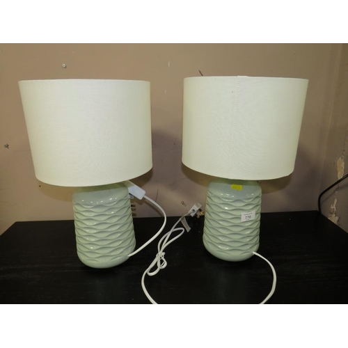 776 - A PAIR OF MODERN TABLE LAMPS AND SHADES