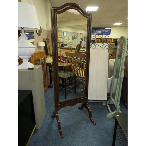 778 - AN ANTIQUE MAHOGANY SWIVEL LARGE CHEVAL MIRROR