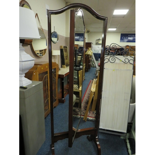 778 - AN ANTIQUE MAHOGANY SWIVEL LARGE CHEVAL MIRROR