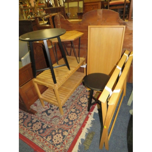 781 - THREE MODERN OCCASIONAL TABLES, DUMB WAITER TRAY WITH STAND AND TABLE (5)