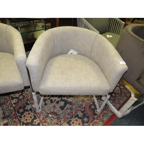 787 - A PAIR OF MODERN LIGHT GREY DECO STYLE ARMCHAIRS