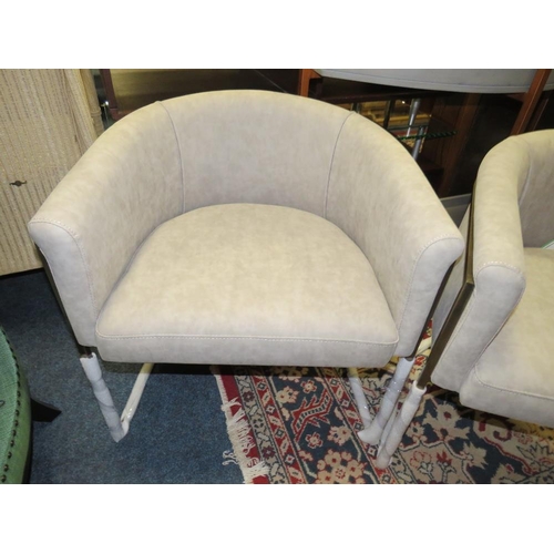 787 - A PAIR OF MODERN LIGHT GREY DECO STYLE ARMCHAIRS