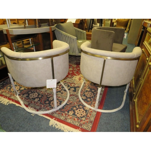 787 - A PAIR OF MODERN LIGHT GREY DECO STYLE ARMCHAIRS