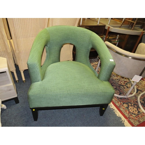 788 - A MODERN GREEN OVER-SIZED OPEN ARMCHAIR