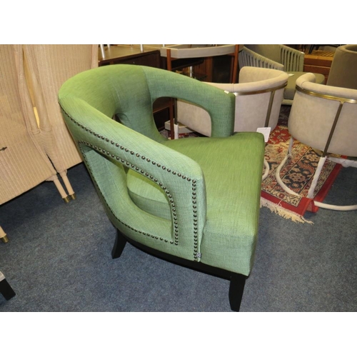 788 - A MODERN GREEN OVER-SIZED OPEN ARMCHAIR