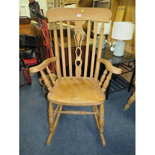 805 - A HEAVY PINE KITCHEN ROCKING CHAIR