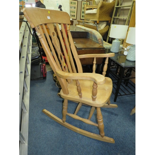 805 - A HEAVY PINE KITCHEN ROCKING CHAIR