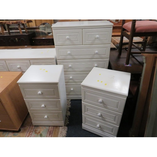 833 - FOUR MODERN WHITE CHESTS AND ANOTHER CHEST (5)