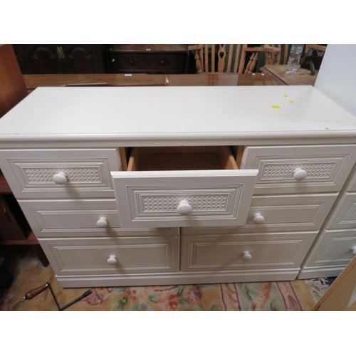 833 - FOUR MODERN WHITE CHESTS AND ANOTHER CHEST (5)