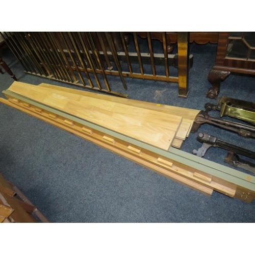 834 - A MODERN OAK AND GREEN PAINTED KING SIZE BED FRAME