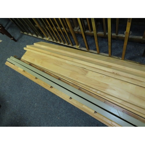 834 - A MODERN OAK AND GREEN PAINTED KING SIZE BED FRAME