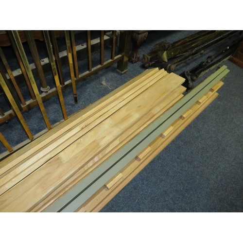 834 - A MODERN OAK AND GREEN PAINTED KING SIZE BED FRAME