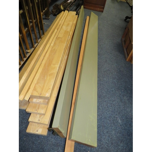 834 - A MODERN OAK AND GREEN PAINTED KING SIZE BED FRAME