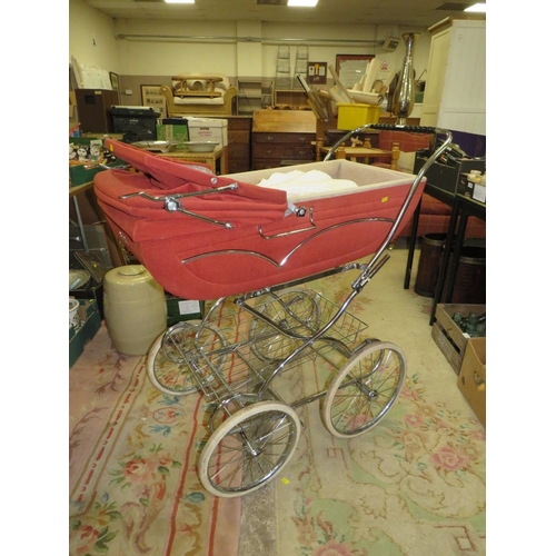 840 - A VINTAGE SILVER CROSS PRAM