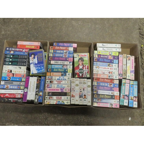 99 - THREE TRAYS OF VINTAGE ELVIS PRESLEY VHS