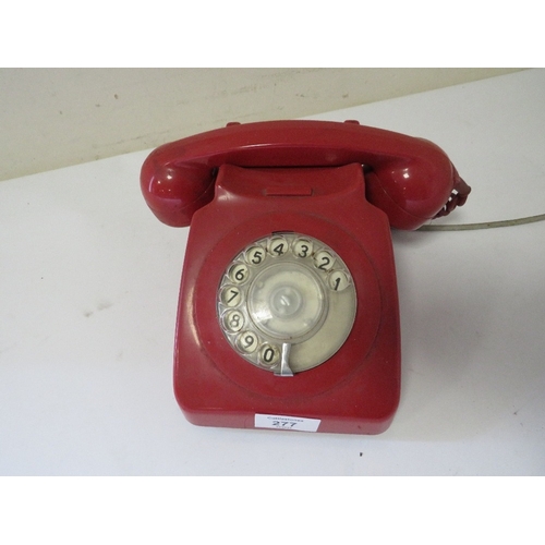 277 - A VINTAGE RED TELEPHONE WITH MODERN CABLE A/F