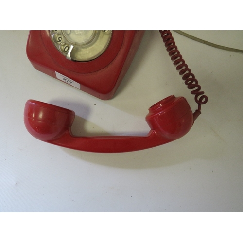 277 - A VINTAGE RED TELEPHONE WITH MODERN CABLE A/F