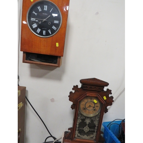 285 - A RETRO USSR WALL MOUNTED CLOCK TOGETHER WITH A MANTLE CLOCK (2)