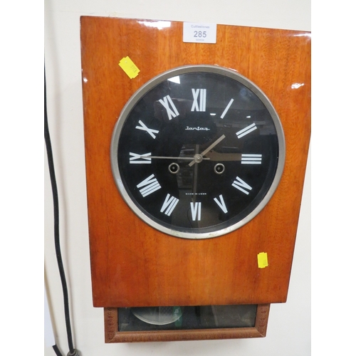 285 - A RETRO USSR WALL MOUNTED CLOCK TOGETHER WITH A MANTLE CLOCK (2)