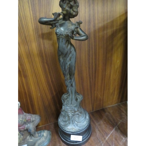 307 - A VINTAGE SPELTER STYLE FIGURE OF A LADY SIGNED GRISARD