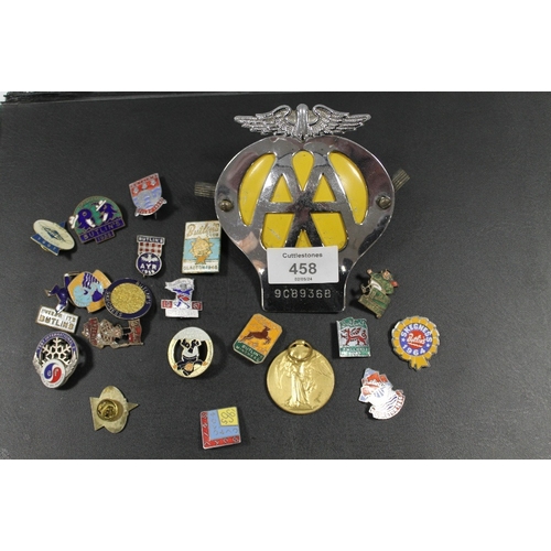 458 - VINTAGE AA BADGE, SMALL COLLECTION OF PIN BADGES - MOSTLY VINTAGE BUTLIN'S EXAMPLES, together with a... 