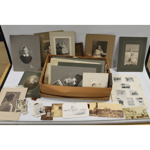 468 - A BOX OF VINTAGE MOSTLY VICTORIAN PHOTOGRAPHS T INCLUDE CDVS, CABINET PHOTOS, MANY EXAMPLES FOR JOHA... 