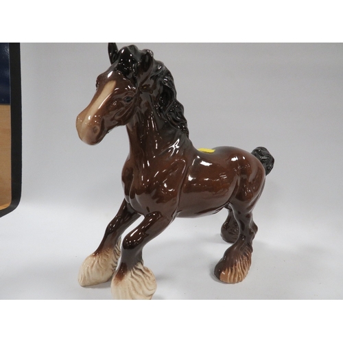 336 - THREE BAY BESWICK HORSES TO INCLUDE A CANTERING SHIRE