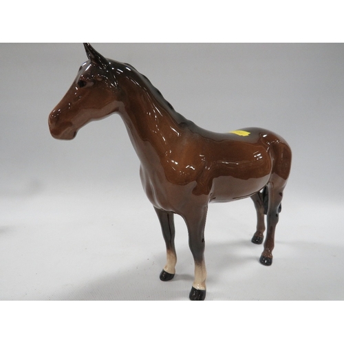 336 - THREE BAY BESWICK HORSES TO INCLUDE A CANTERING SHIRE