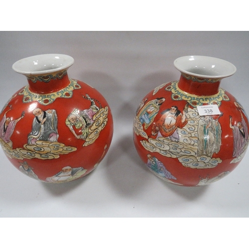 338 - A PAIR OF 20TH CENTURY ORIENTAL VASES