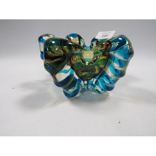 340 - A VINTAGE MURANO COLOURED ASHTRAY