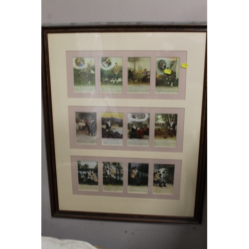 50 - EIGHT FRAMED SETS OF NUMEROUS VINTAGE CARDS