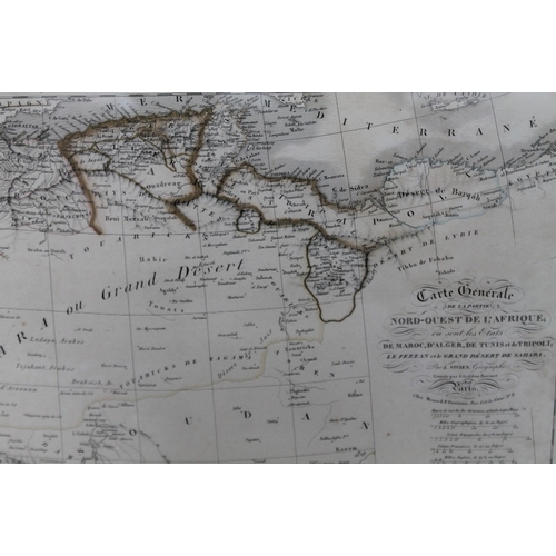 55 - A FRAMED AND GLAZED MAP OF NORTH WEST AFRICA - PARIS 1826 BY L. VIVIEN GEOGRAPHER