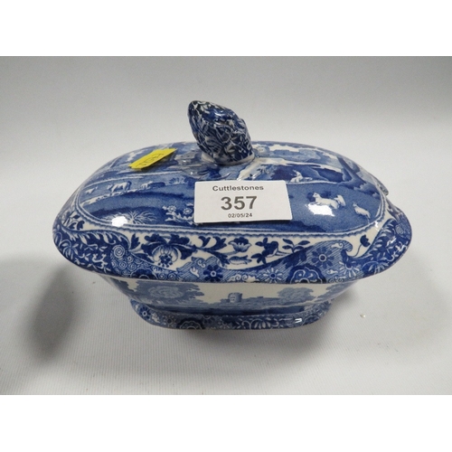 357 - A PAIR OF SMALL COPELANDS SPODE ITALIAN BLUE/WHITE LIDDED TUREENS