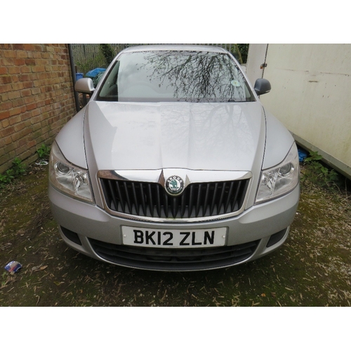 602 - A 2012 SILVER 1.6L DIESEL SKODA OCTAVIA 'BK12 ZLN', LOG BOOK, ONE KEY, CURRENTLY SORN, MILEAGE AS LA... 