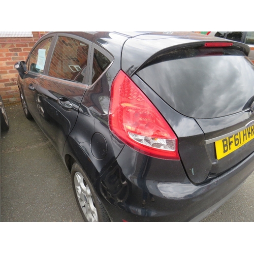 603 - A BLACK 2011 1.4L PETROL FORD FIESTA 'BF61 HVR', LOG BOOK, TWO KEYS, CURRENTLY SORN, MILEAGE AT LAST... 