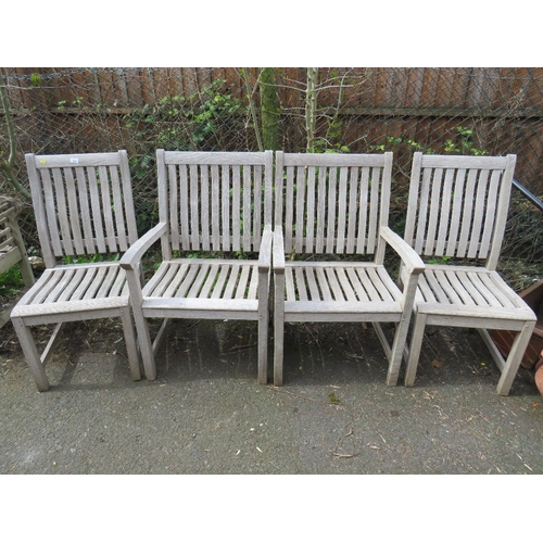 605 - FOUR HARDWOOD GARDEN CHAIRS MADE BY THE INDIAN OCEAN TRADING COMPANY