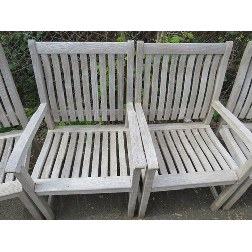 605 - FOUR HARDWOOD GARDEN CHAIRS MADE BY THE INDIAN OCEAN TRADING COMPANY