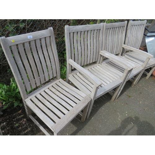 605 - FOUR HARDWOOD GARDEN CHAIRS MADE BY THE INDIAN OCEAN TRADING COMPANY