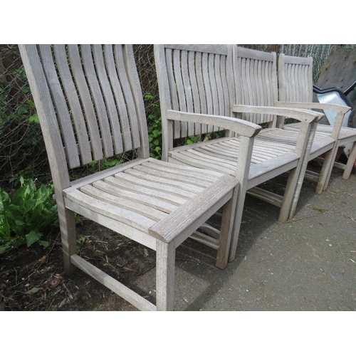 605 - FOUR HARDWOOD GARDEN CHAIRS MADE BY THE INDIAN OCEAN TRADING COMPANY