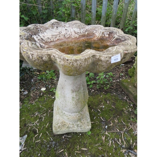 608 - ONE HEAVY CONCRETE GARDEN BIRD BATH