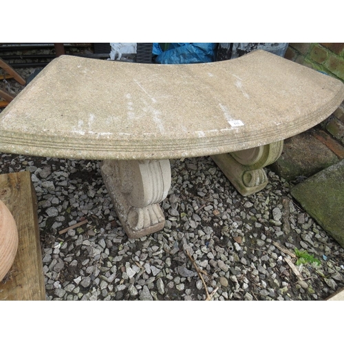 615 - A CONCRETE THREE PIECE GARDEN BENCH