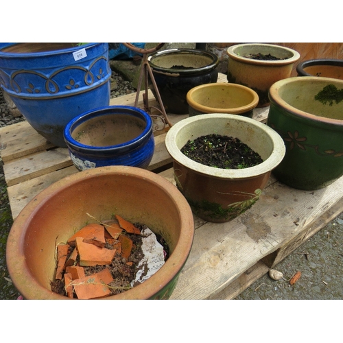 616 - A SELECTION OF NINE CERAMIC LARGE GARDEN PLANTERS ETC