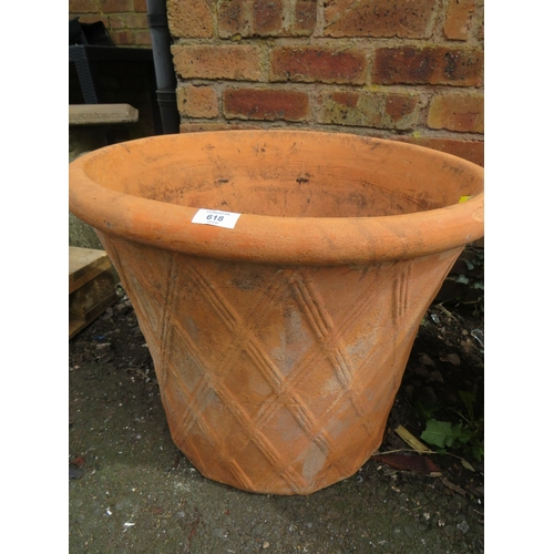 618 - A PAIR OF EXTRA LARGE TERRACOTTA GARDEN PLANTERS