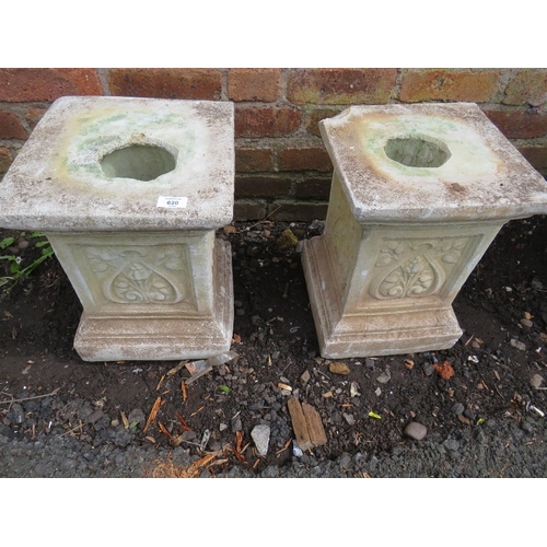 620 - TWO CONCRETE GARDEN FOUNTAIN PEDESTALS