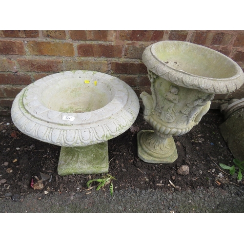 621 - TWO CONCRETE GARDEN PLANTERS