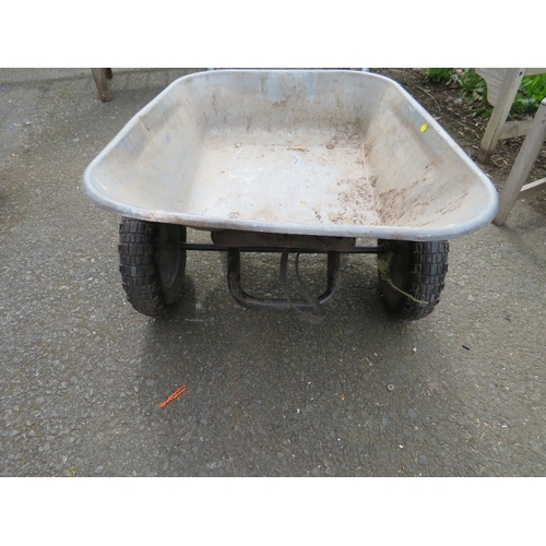 622 - A HAEMMERLIN 90L TWIN WHEELED GALVANISED CONTRACTORS STYLE WHEEL BARROW